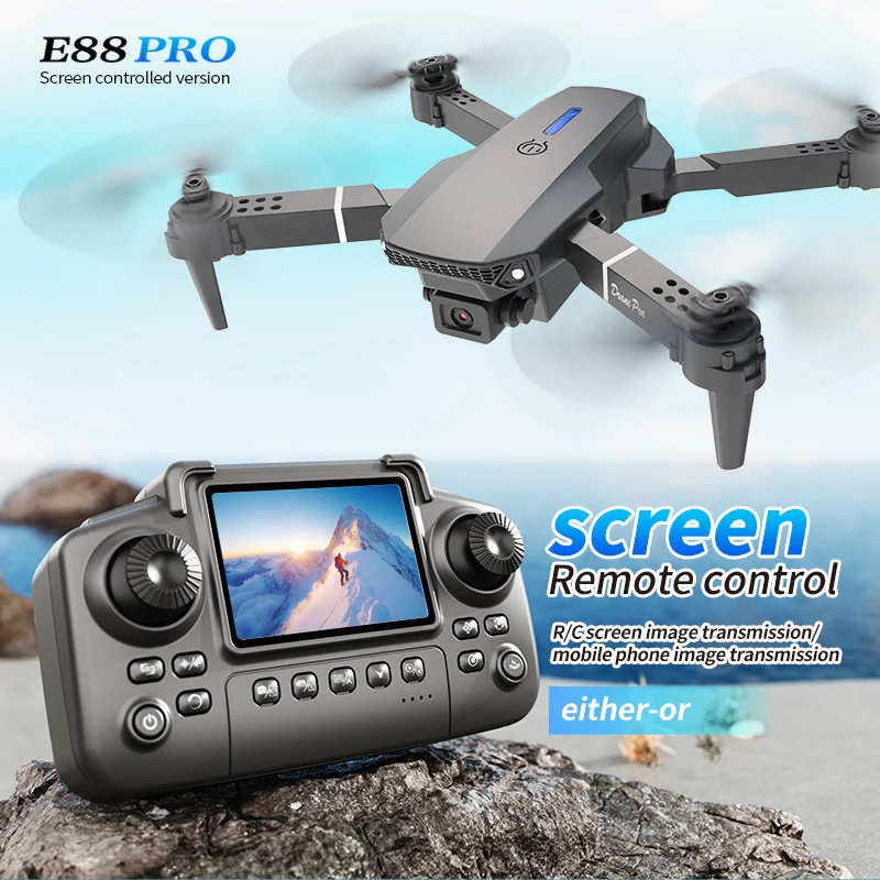 Drone Kit Professional - Profesyonel E88 PRO Drone, Ekranlı 8K